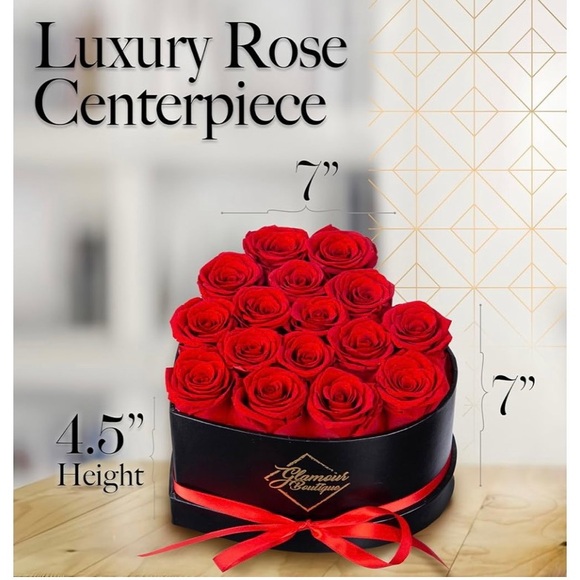 NIB Forever Red Roses In A Heart-Shaped Box - Picture 4 of 8